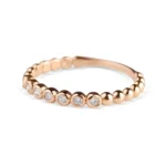 14K Solid Gold Leo Natural Diamond Beaded Stacker - Image 3