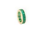 14K Solid Gold Emerald Eternity Ring - Image 2