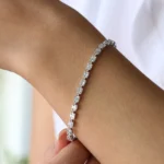 14K Baguette and Round Diamond Illusion Setting Tennis Bracelet - Image 7