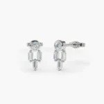 14k Unique Baguette Natural Diamond Earrings - Image 4