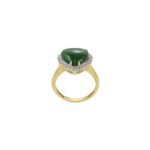 18K Solid Gold Jade And Diamond Heart Ring - Image 7