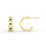 18k Solid Gold 1.5 MM wide Hoop Natural Emerald earrings, Hoop Earrings, Emerald Jewelry - Image 4
