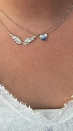 14K Solid Gold Small Ombre Heart Necklace - Image 4