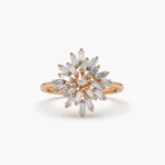 14K Solid Gold Ballerina Baguette Diamond Cluster Ring - Image 5