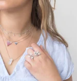 14K Solid Gold Small Ombre Heart Necklace - Image 3