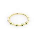 18K Solid Gold Natural Emerald Wedding Band - Image 6