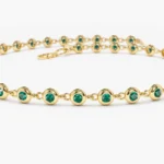 18k Solid Gold Bezel Set Emerald Tennis Bracelet - Image 5
