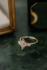 14k Solid Gold 2.16ct Lozenge Champagne Cut Moissanite Engagement Ring