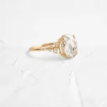 18K Solid Gold 1.51ct Rose Cut Oval Moissanite Diamond Ring - Image 4