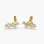 18k Gold Diamond Cluster Earrings - Image 3