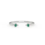 14K Solid Gold Natural Emerald Cuff Ring - Image 4