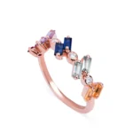 14K Solid Gold Double Baguette with Charnel Ring - Image 3