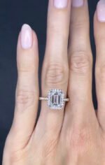 Cluster Emerald Cut Moissanite Engagement Ring 14k Gold Ring - Image 6