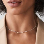 18k Gold Bezel Setting Natural Diamond Tennis Necklace - Image 6