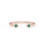 14K Solid Gold Natural Emerald Cuff Ring - Image 6