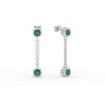 14K Solid Gold Dangle Drop Emerald Earrings - Image 6