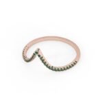 14K Solid Gold V Shape Natural Emerald Wedding Band - Image 3