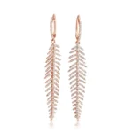 Natural Diamond Feather Drop Earrings