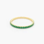 14K 純金圓形祖母綠永恆戒指