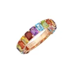 14K Solid Gold Rainbow Emerald Cut 3/4 Band - Image 2
