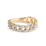 18k Gold Natural Diamond Chain Link Ring - Image 3