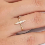 14K Gold Elongated Micro Pave Diamond Ring - Image 8