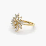 14K Solid Gold Ballerina Baguette Diamond Cluster Ring - Image 4