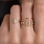 14k Gold Moissanite Diamond Distance Band - Image 4