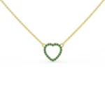 14K Solid Gold Open Heart Natural Emerald Pendant