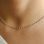 18k Gold Bezel Setting Natural Diamond Tennis Necklace - Image 7