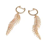 Natural Diamond Feather Drop Earrings - Image 6