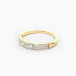 14K Solid Gold Baguette Diamond Stacking Ring - Image 3