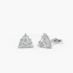 14k Triangle Shaped Round & Baguette Natural Diamond Studs - Image 3