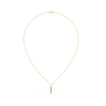 18k Solid Gold 1.3 MM Natural Emerald Bar Necklace - Image 3