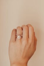 14k Solid Gold Oval Moissanite Diamond Ring - Image 3