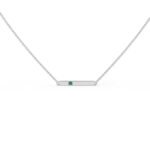 18k Solid Gold Natural Solitaire Emerald Bar Necklace - Image 3