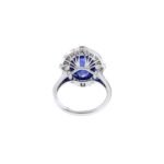 14K Solid Gold Oval Cabochon Tanzanite and Diamond Ring - Image 7