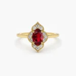 18K Solid Gold Victorian Genuine Ruby Ring