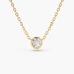 14K 0.20-0.50 ctw Bezel Set Natural Diamond Solitaire Necklace