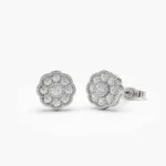 14K Solid Gold Floral Design Moissanite Diamond Studs - Image 4