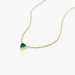 18k Solid Gold Heart-Shape Emerald Necklace - Image 3
