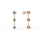 14K Solid Gold Dangle Drop Emerald Earrings - Image 3