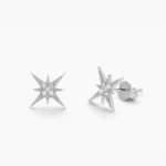 14K Gold Starburst Natural Diamond Earrings - Image 4