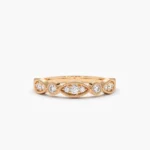 18K Solid Gold Vintage Style Diamond Wedding Ring - Image 5