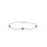 14K Solid Gold Flower Emerald Bracelet - Image 2