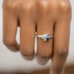 14k Solid Gold Moissanite Diamond Clear Water Ring - Image 5