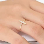 14K Gold Elongated Micro Pave Diamond Ring - Image 4