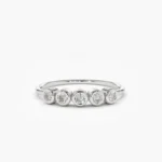 14K Gold Bezel Set Diamond Wedding Band - Image 4