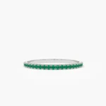 14K Solid Gold Round Emerald Eternity Band - Image 4