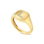 Diamond Letter Signet Ring - Image 4